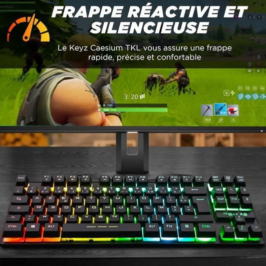 Gaming Keyboard - AZERTY - THE G-LAB - Keyz CAESIUM-TKL - Without Numeric Keypad - Backlit - Black