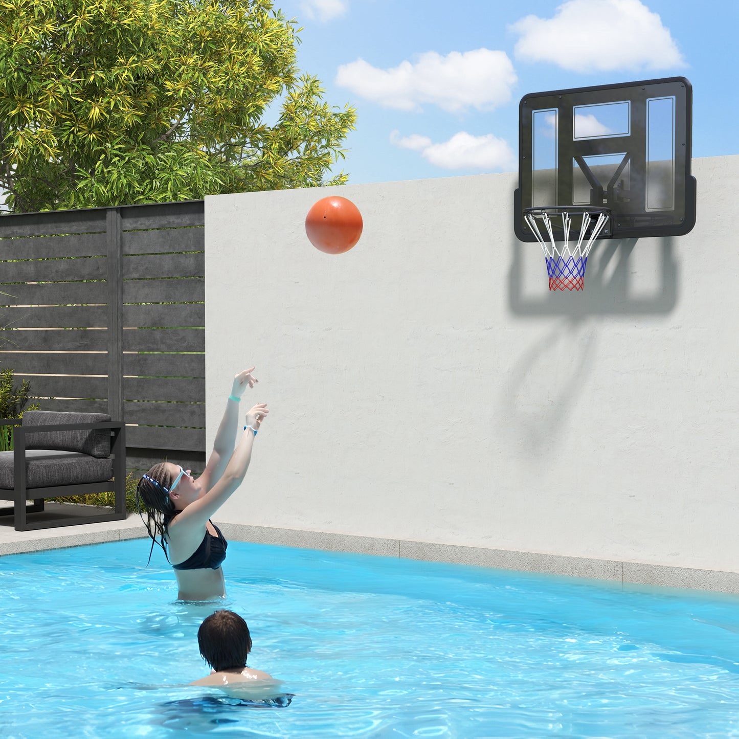 SPORTNOW Wandmontierter Basketballkorb, Reißfestes Netz, wetterbeständig, widerstandsfähig, für drinnen und draußen, Schwarz