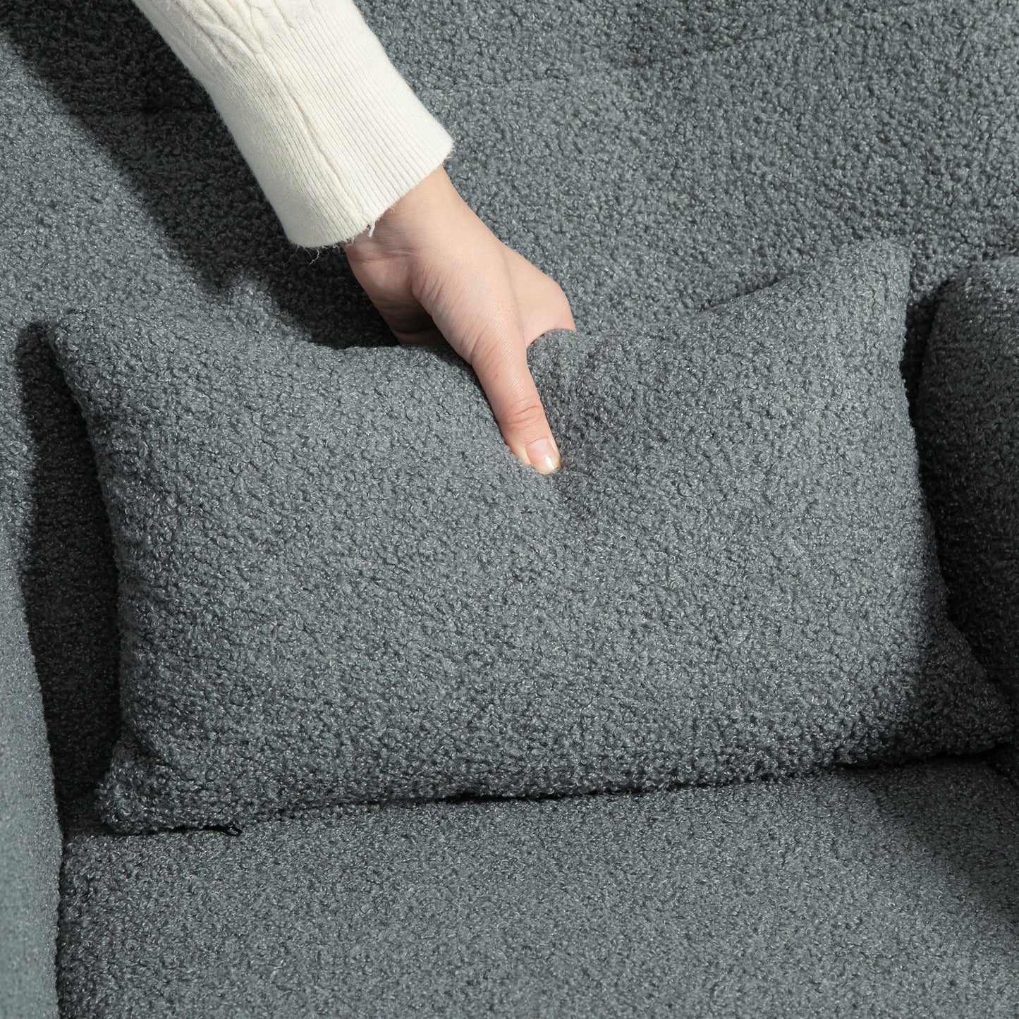 HOMCOM Schaukelstuhl, flauschiger Bezug, Lendenkissen, rutschfest, bis 120 kg, Grau