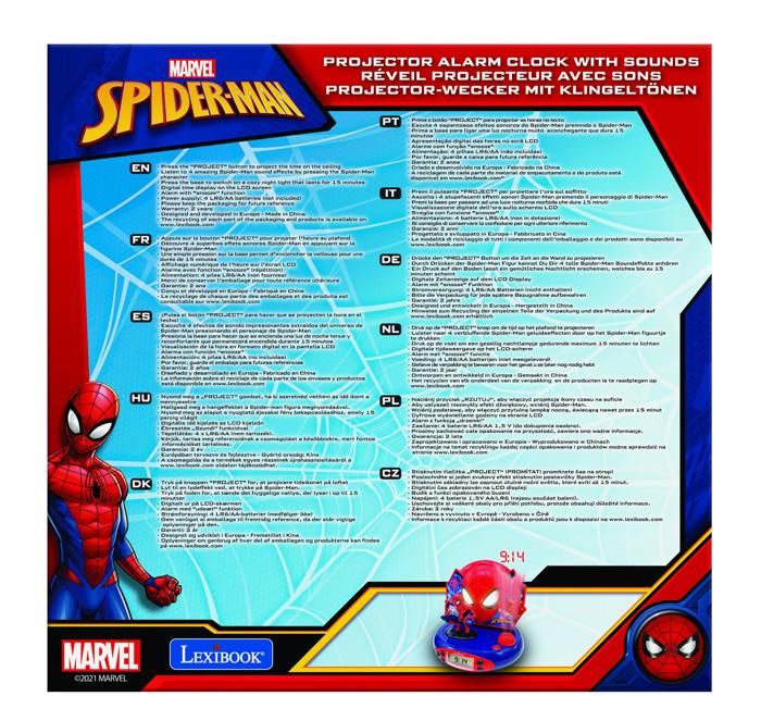 LEXIBOOK - SPIDERMAN - Children's Alarm Clock Radio with Projection Images