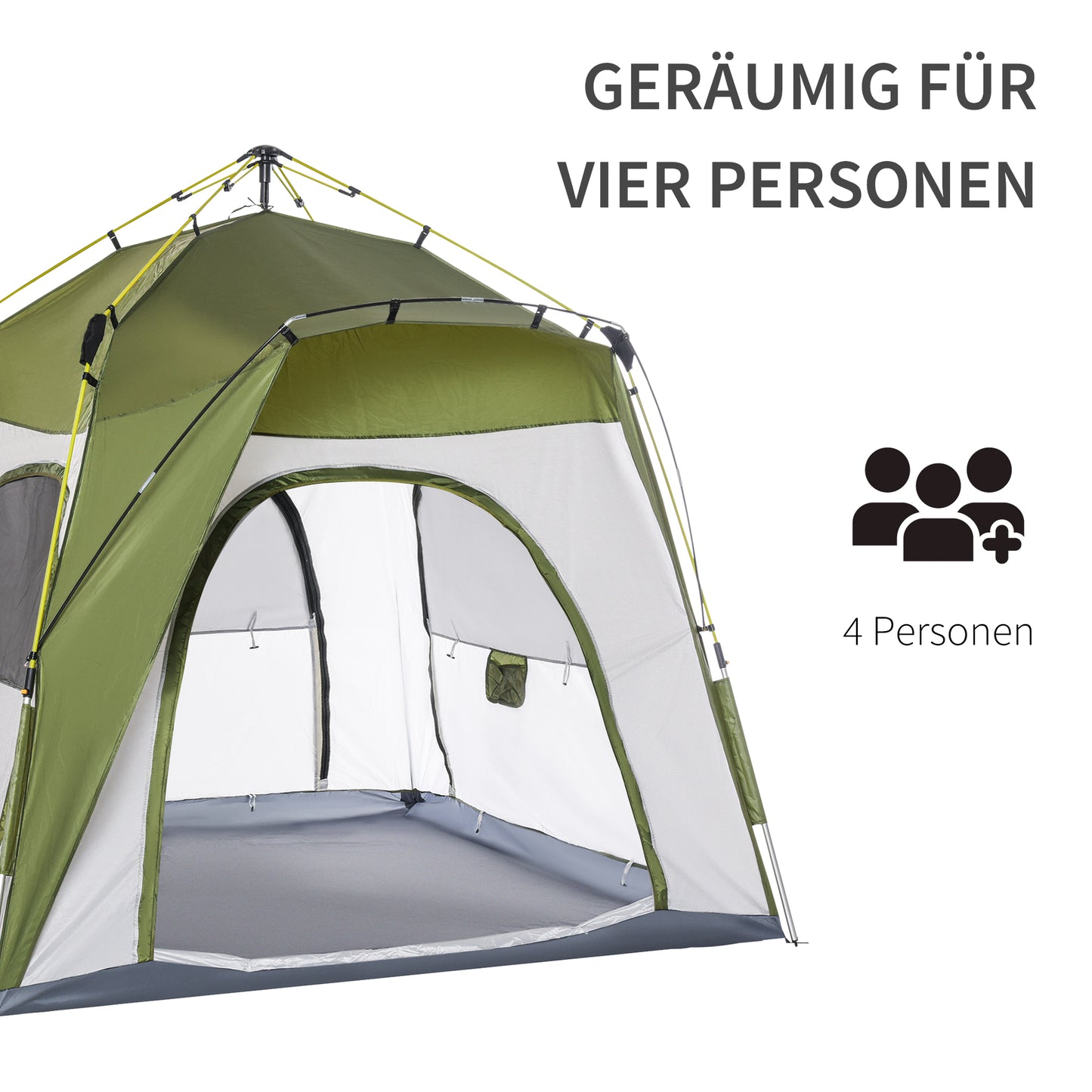 Outsunny Pop-up-Zelt Automatischer Aufbau Wetterfest Hydraulischer Druckmechanismus 240 cm x 240 cm x 199 cm Grün+Grau