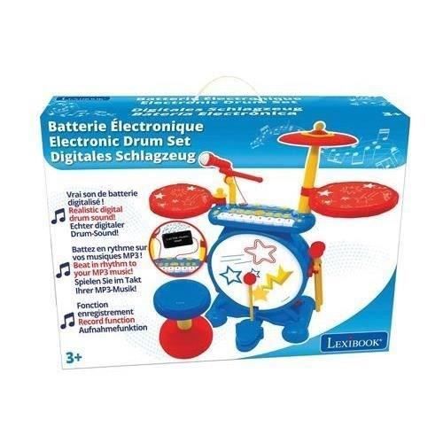 Lexibook - Electronic drum set for children - Luminous - Complete with keyboard, cymbals and stool - From 3 years old