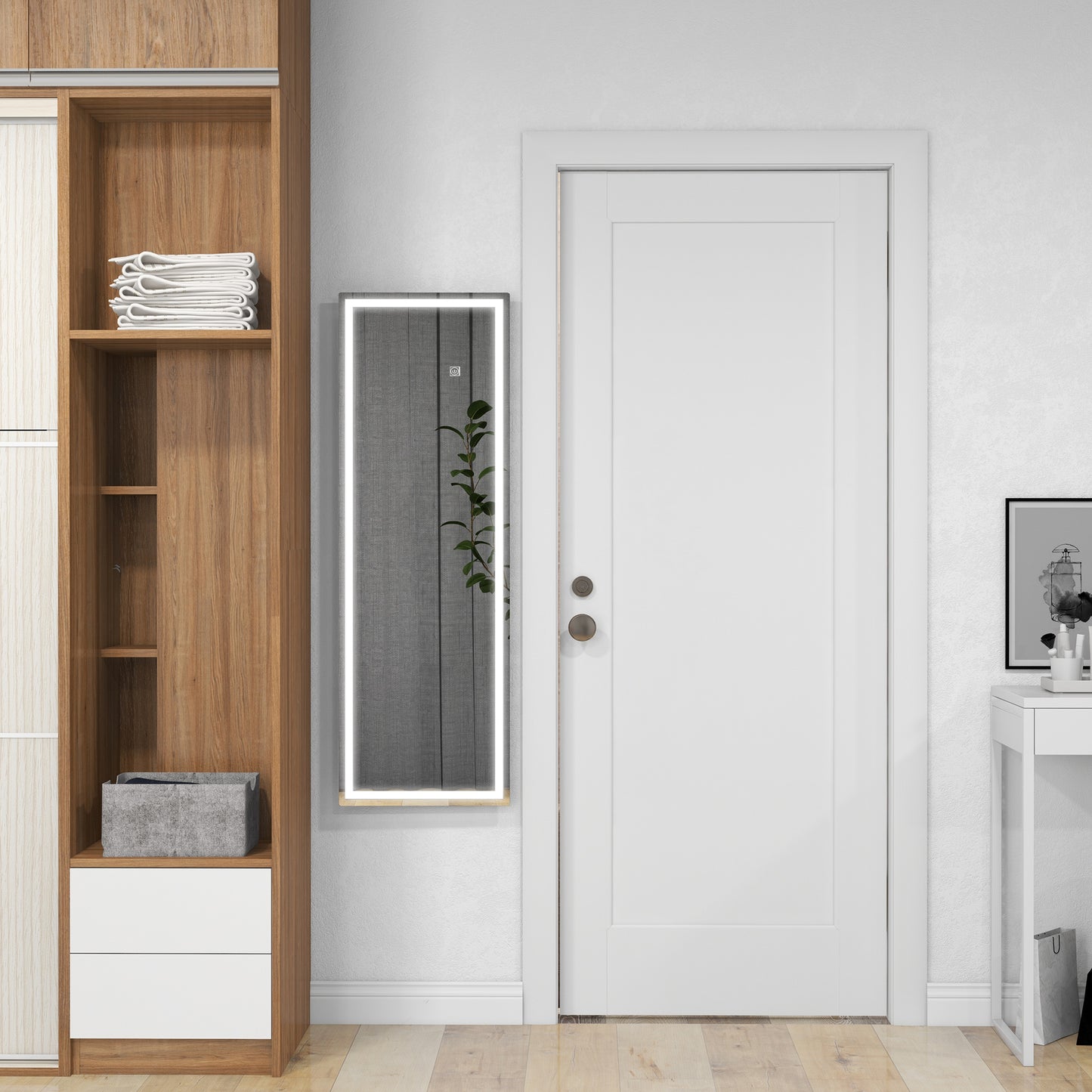 HOMCOM Ganzkörperspiegel mit LED, dimmbar, Touchsensor, Speicherfunktion, silber, 40x120 cm