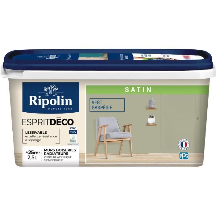 Multi-support decorative spirit paint - RIPOLIN - 445877 - Gaspesie green - Satin - 2.5 L