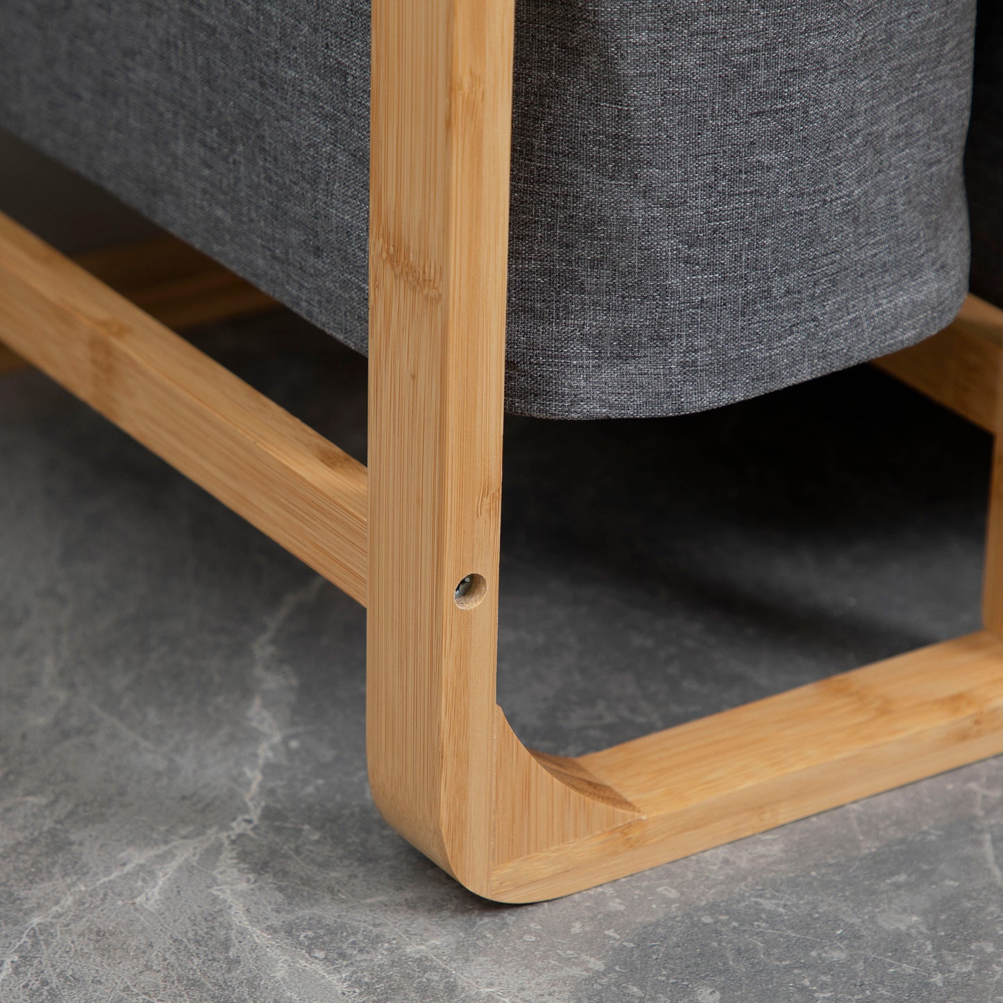 HOMCOM Wäschekorb aus Bambus , 3 abnehmbare Körbe 50 cm x 32 cm x 69,7 cm Natur Grau