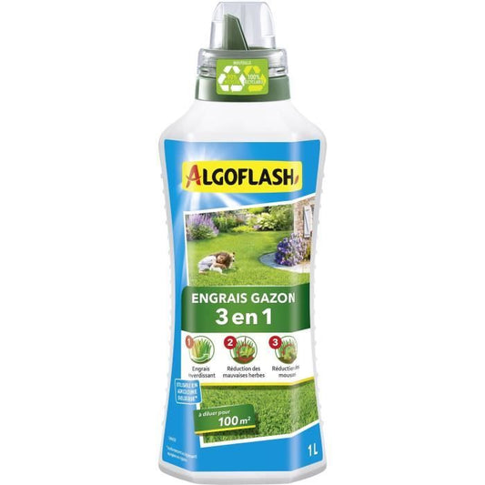 3 in 1 Liquid Lawn Fertilizer - Algoflash - Concentrate 1 L