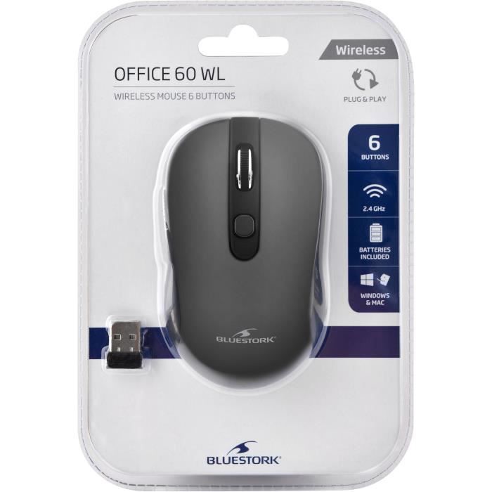 Wireless Mouse - 2.4 GHz - 6 Buttons - Gray