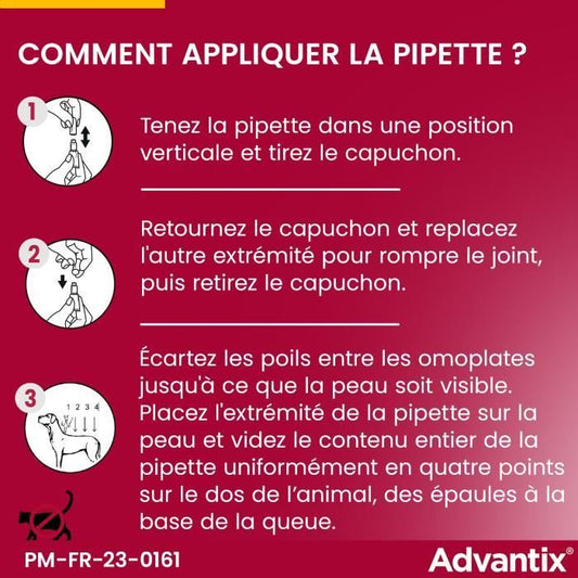 Advantix Dog Antiparasitic solution Average breed 10 to 25kg 6 pipettes