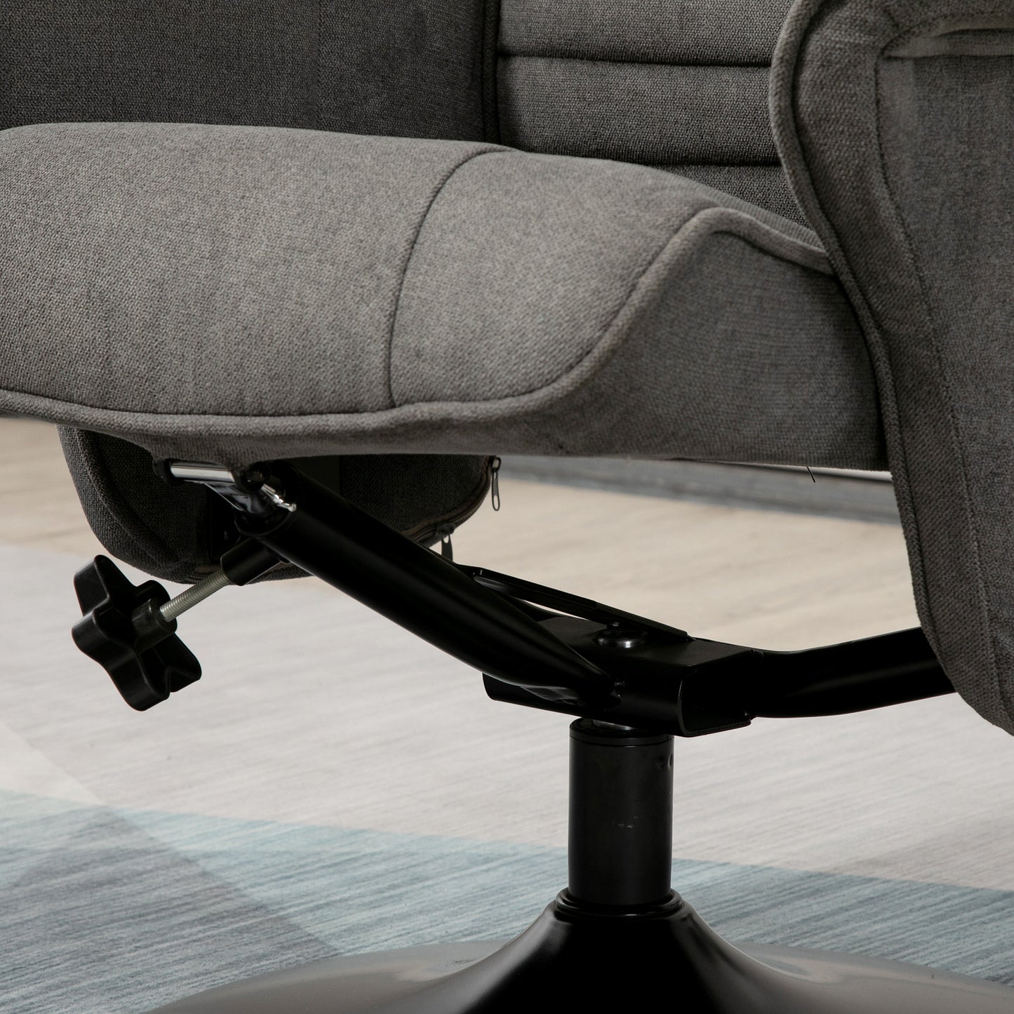 HOMCOM Relaxsessel mit Fußhocker, verstellbare Rückenlehne, 69 cm x 71 cm x 104 cm, Dunkelgrau + Schwarz