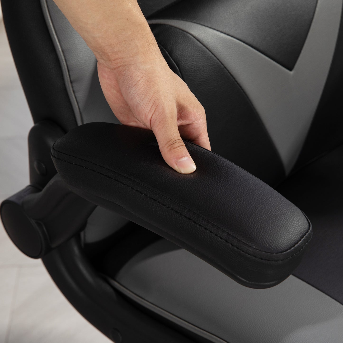 Vinsetto Gaming-Stuhl mit Schaukelfunktion, Drehstuhl, höhenverstellbar, gepolsterter Sitz, Metall, 67 x 71 x 112 cm, Grau