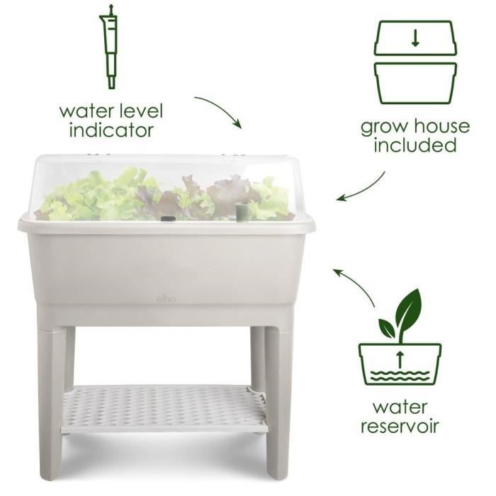 ELHO Noa Standing Vegetable Garden - Gray - L 79 x B 39 x H 94 cm - cultivation and harvesting - 100% recycled