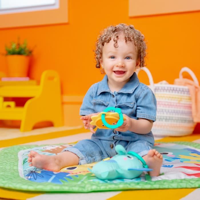 BRIGHT STARTS Unicorn Crew play and activity mat, green, toys included and detachable, from birth