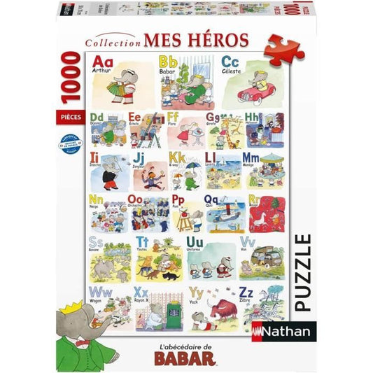 1000 piece puzzle Babar's ABC - Adults and children aged 12 - My Heroes Collection - 87364 - Nathan