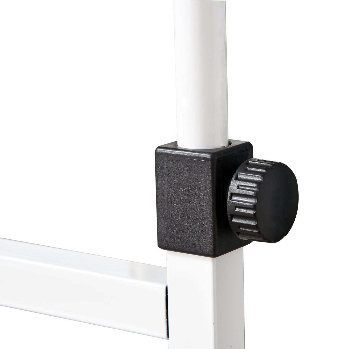 HOMCOM Beistelltisch mit Rollen, höhenverstellbar, kompakt, 2 Ablageböden, Metallrahmen, 80x40x72-82 cm, Weiß