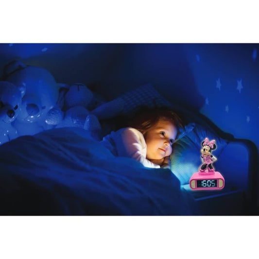 Digital alarm clock with 3D Minnie night light and sound effects