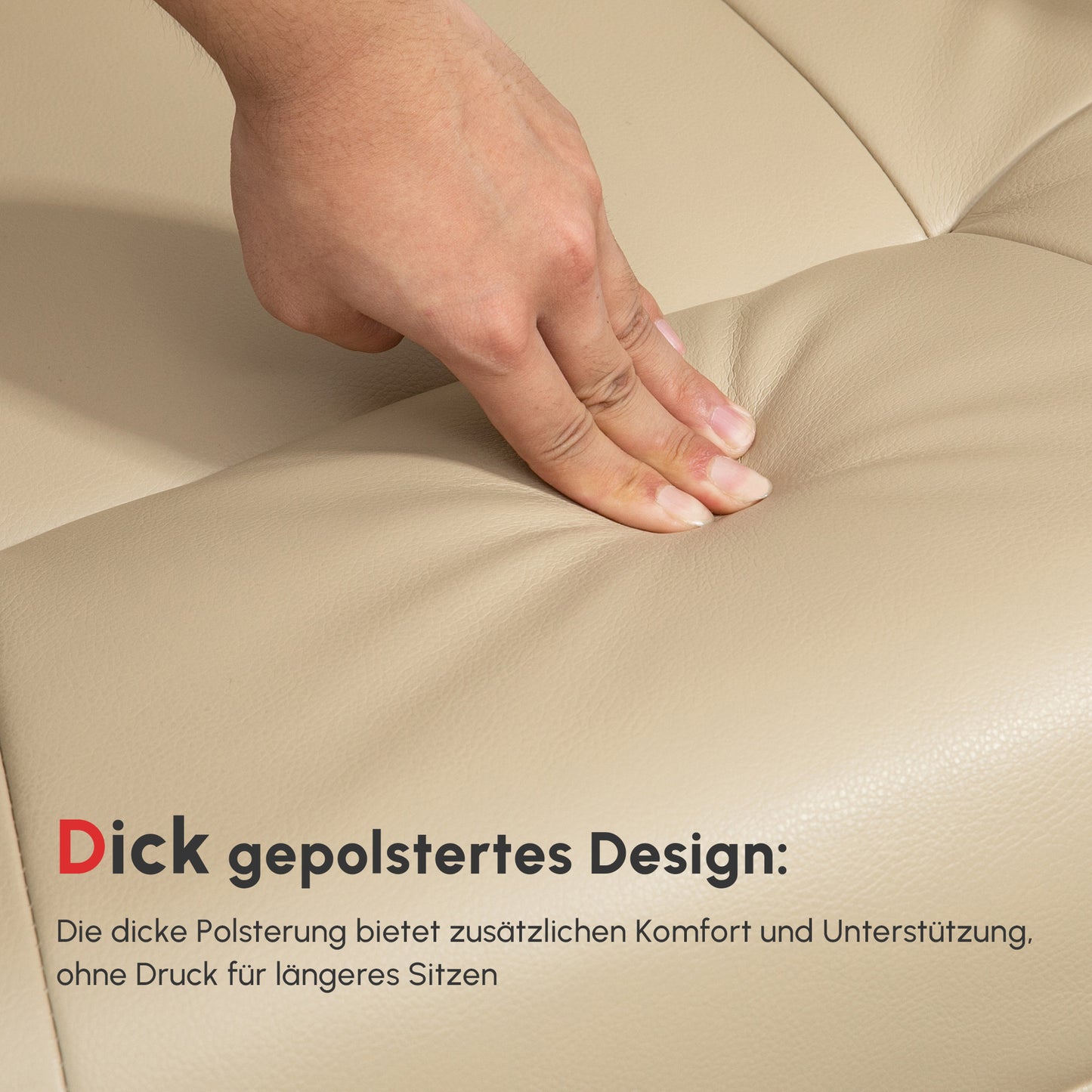 HOMCOM Relaxsessel, verstellbar, Liegefunktion, bis 120 kg, Kunstleder, 78 x 87 x 100 cm, Creme