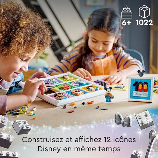 Lego Disney 43221 100 years of Disney icons, creation of wall art with Mickey Mouse for children