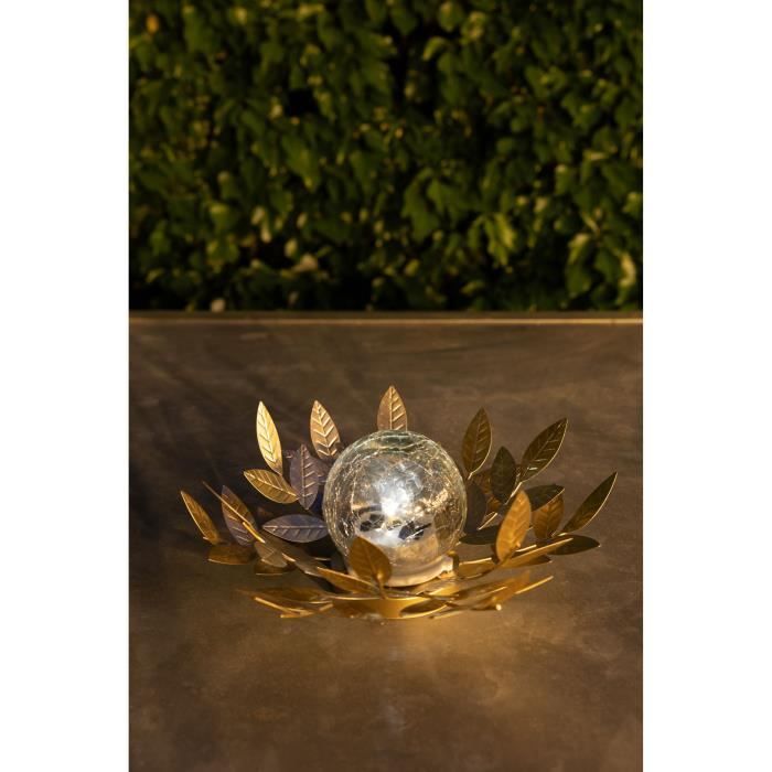 Solar water lily GALIX G4495 - Metal, Gold and cracked glass - 7 Lumens - 26 cm