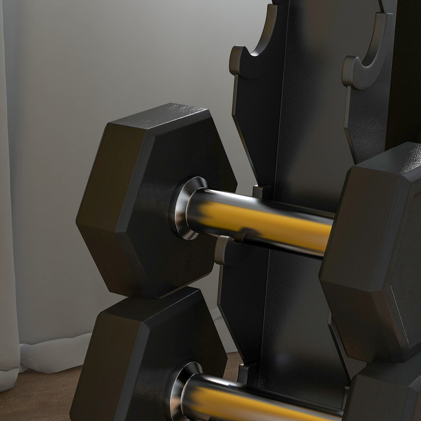 SPORTNOW Hantelständer für 10 Kurzhanteln, 5 Ebenen, stabiles Stahlgestell, bis 100 kg, schwarz, 66 x 35 x 33 cm