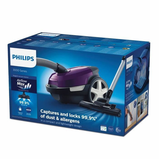 Bagged vacuum cleaner - PHILIPS - XD3100/06 - 900 W - 79 dB - Purple