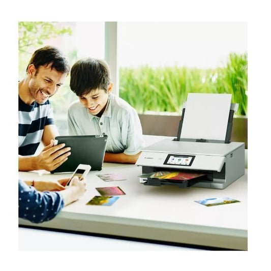 Multifunction Printer - CANON - PIXMA TS8751 - 200-sheet capacity - 6 individual ink tanks - Color - WIFI - White