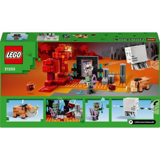 LEGO 21255 Minecraft Nether Portal Ambush, Toy with Battle Scenes and Minifigures, Hoglin Figure