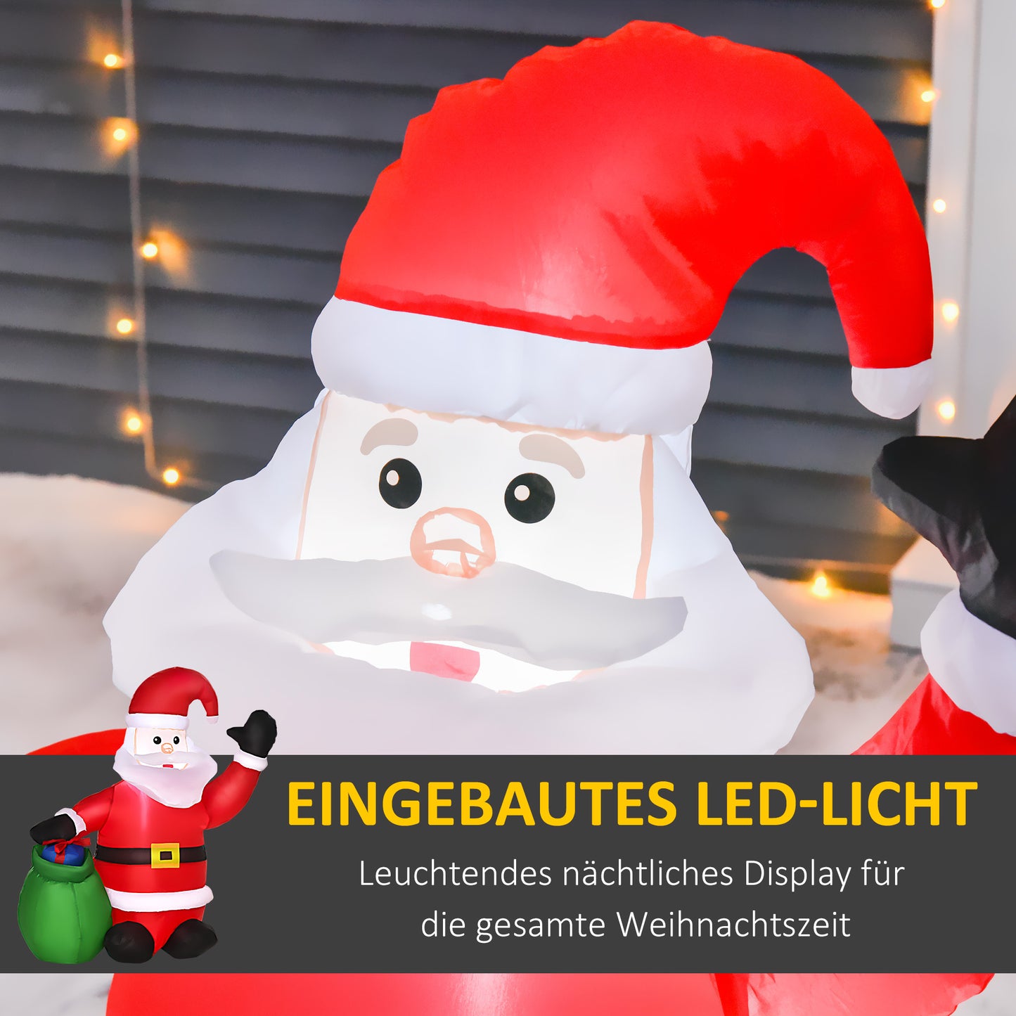 HOMCOM Weihnachtsdeko Aufblasbarer Weihnachtsmann Outdoor-Weihnachtsdekoration, inkl. Gebläse, 1,2 m, Rot + Weiß