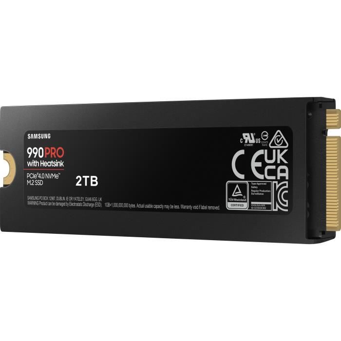 SAMSUNG - 990 PRO - Internal SSD - 2 TB - With heatsink - PCIe 4.0 - NVMe 2.0 - M2 2280 - Up to 7450 MB/s (MZ-V9P2T0GW)