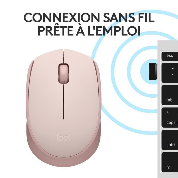 Logitech M171 wireless mouse 2.4 GHz with USB mini -receiver, Optical, Ambidextrum - Rose follow -up