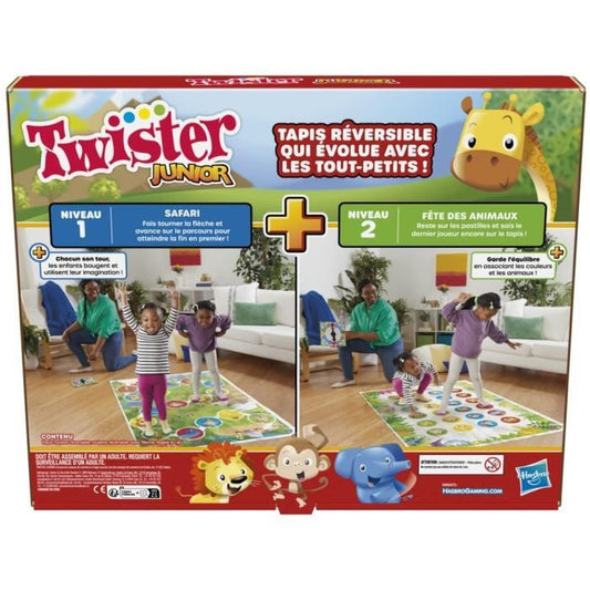 Twister Junior - Reversible carpet 2 -On -1 evolutionary - Junior board game - Hasbro Gaming