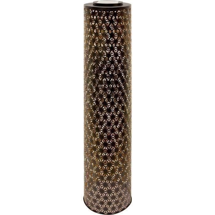 Solar lamp - GARDEN ID Column - Gold-Black - Ø20 H80 cm - 6 to 8 hours of light - On/off button - Durable LI-ION battery.