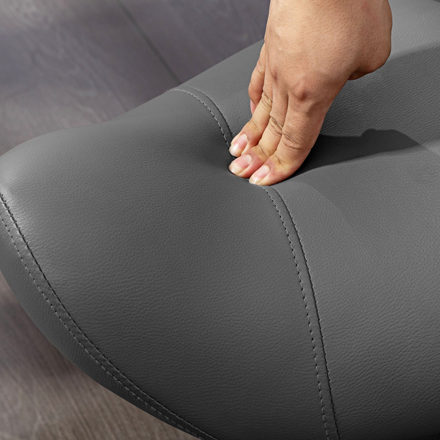 HOMCOM Rollhocker, sattelförmiger Sitz, höhenverstellbar, um 360° drehbar, Kunstleder, grau, 48 x 47 x 45-59 cm