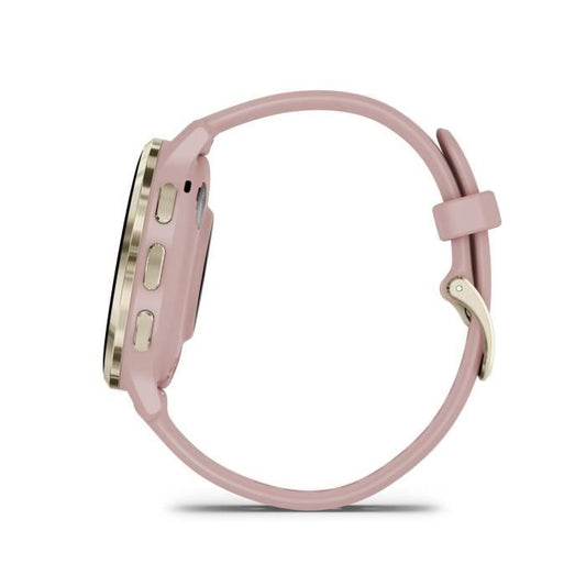 GPS smartwatch - GARMIN - Venu 3S - 30.4mm (1.2) - Soft Gold steel, pink case and pink silicone strap
