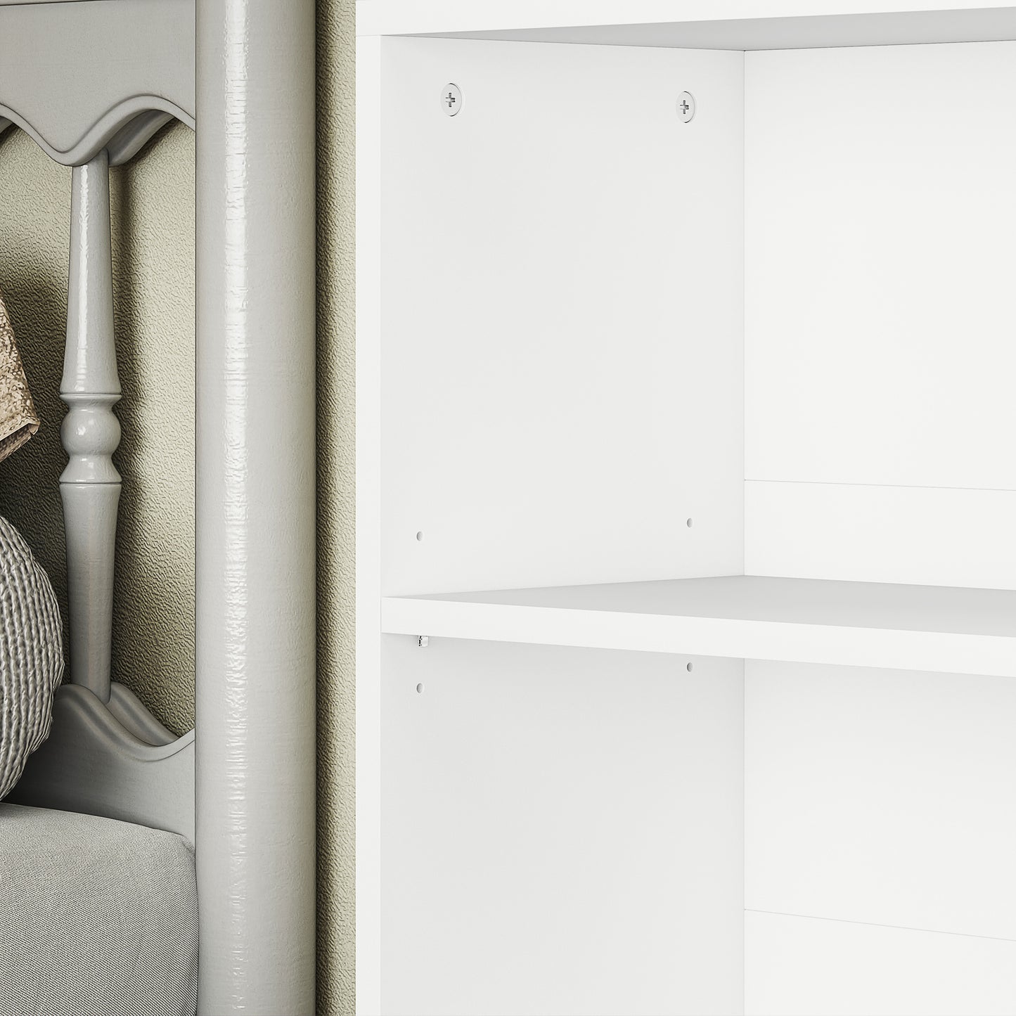 HOMCOM Bücherregal, 6 Fächer, verstellbare Regale, Spanplatte, 60 x 24 x 158,5 cm, Weiß