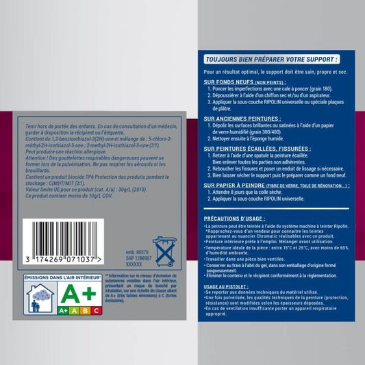 Extreme paint for walls and ceilings - Velvet white - RIPOLIN - 2.5 L