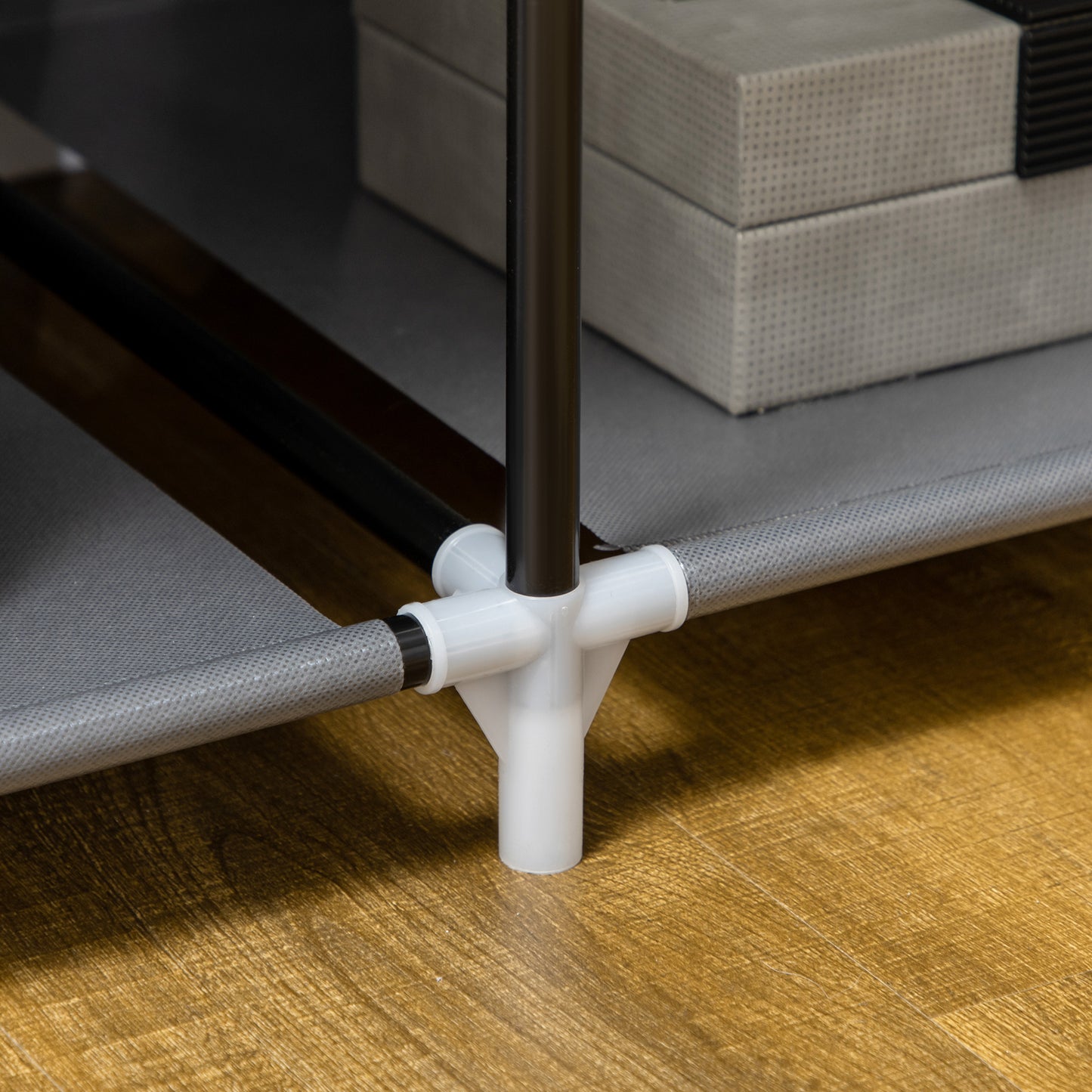 HOMCOM Schrank aus Stoff, Aufbewahrungslösung, 6 Regale, 1 Kleiderstange, Dunkelgrau