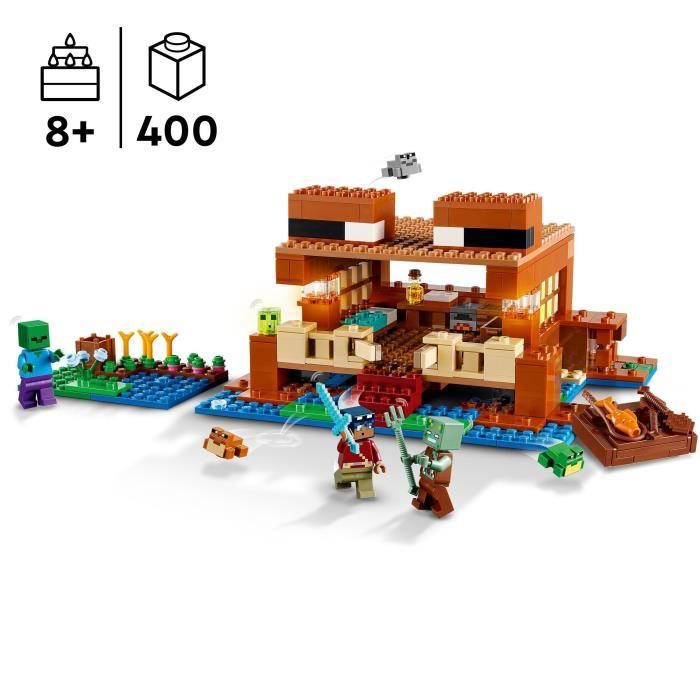 LEGO 21256 Minecraft The Frog House, Toy with Animal Minifigures, Characters: Zombie and Explorer