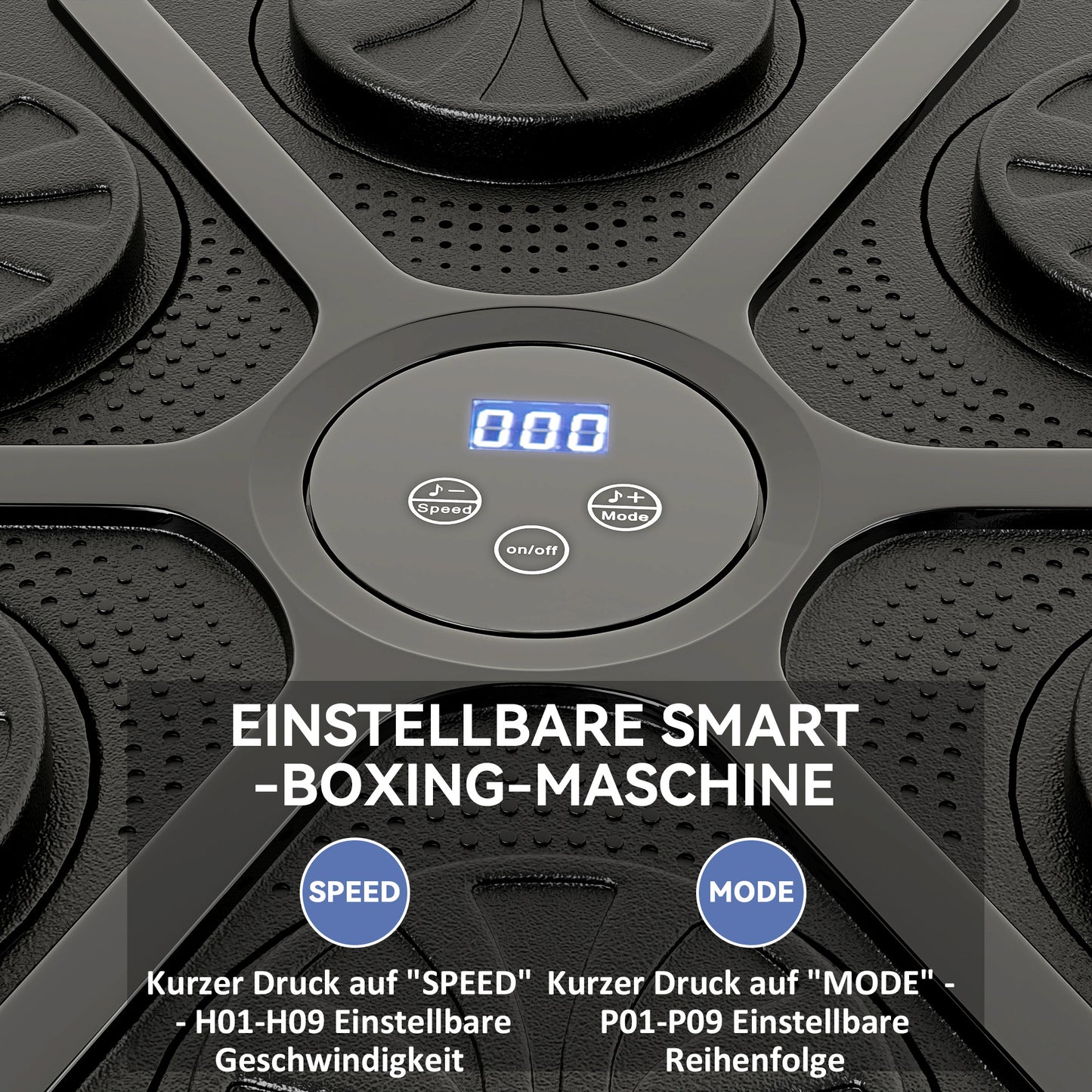 SPORTNOW Musik-Boxmaschine, Rhythmisches Boxgerät, 9 Modi, Bluetooth, LED-Lichter, mit Boxhandschuhen, Schwarz