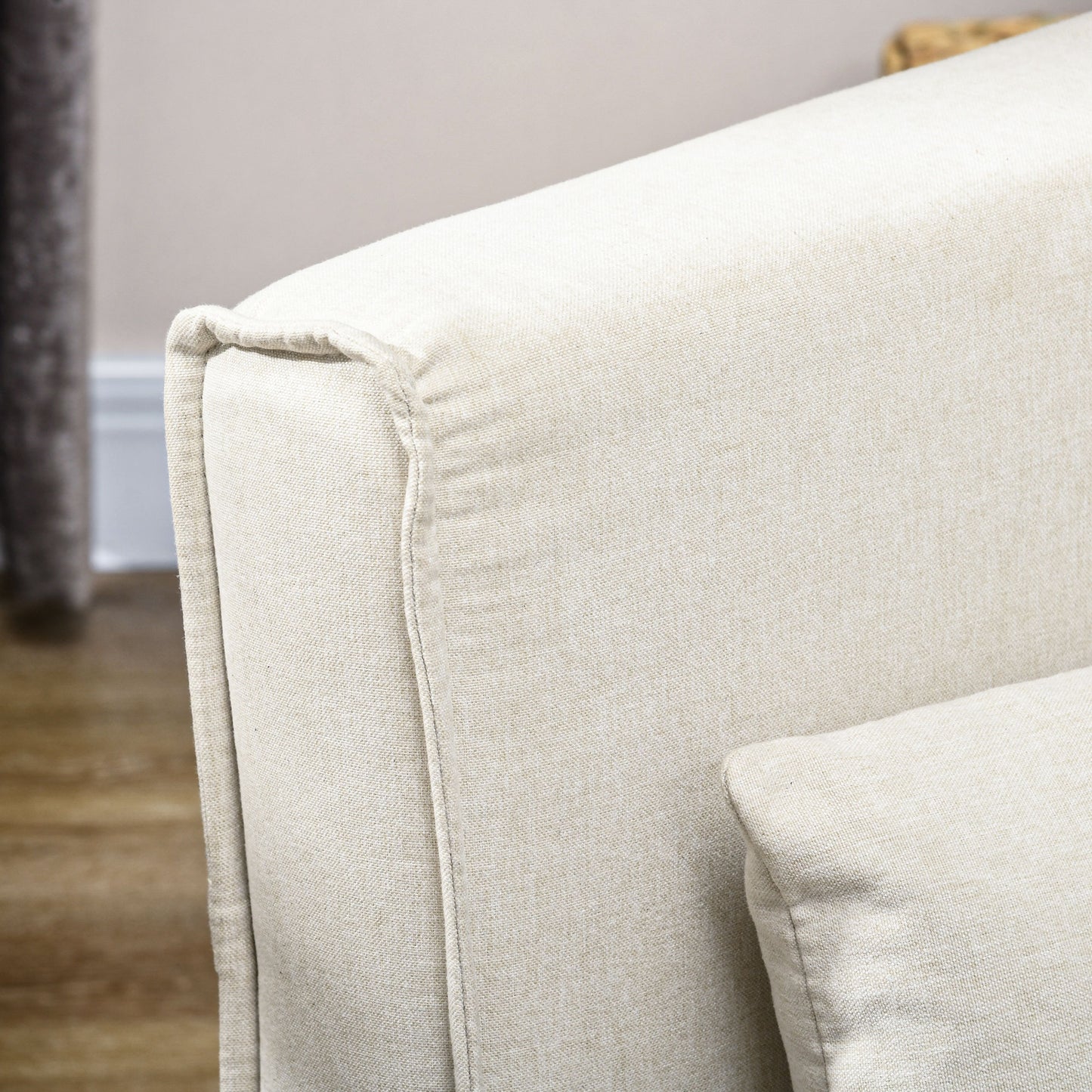 HOMCOM Schlafsessel, 6-stufig verstellbare Lehne, Leinenoptik, bis 120 kg, Creme