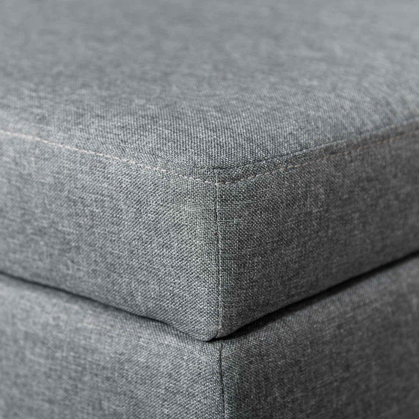 HOMCOM Sitzbank mit Stauraum, abnehmbarem Tablett Polsterbank mit Leinenoptik, Sitztruhe mit Holzbeine, Truhenbank für Wohnzimmer Schlafzimmer Flur 107 x 50 x 44 cm, Dunkelgrau