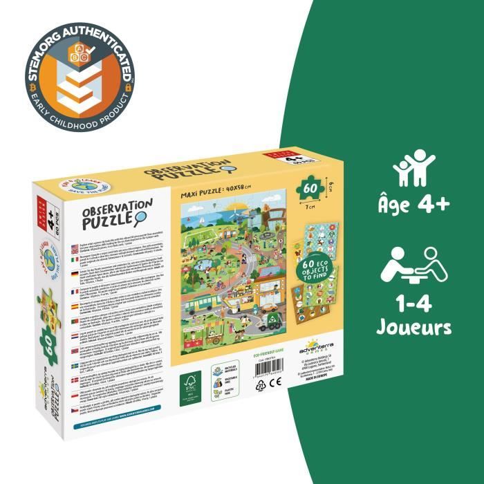 Educational games - GEOMAG - Observation Puzzle Green City - Ecological puzzle - Discovery of sustainable cities - Poster included