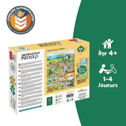 Educational games - GEOMAG - Observation Puzzle Green City - Ecological puzzle - Discovery of sustainable cities - Poster included