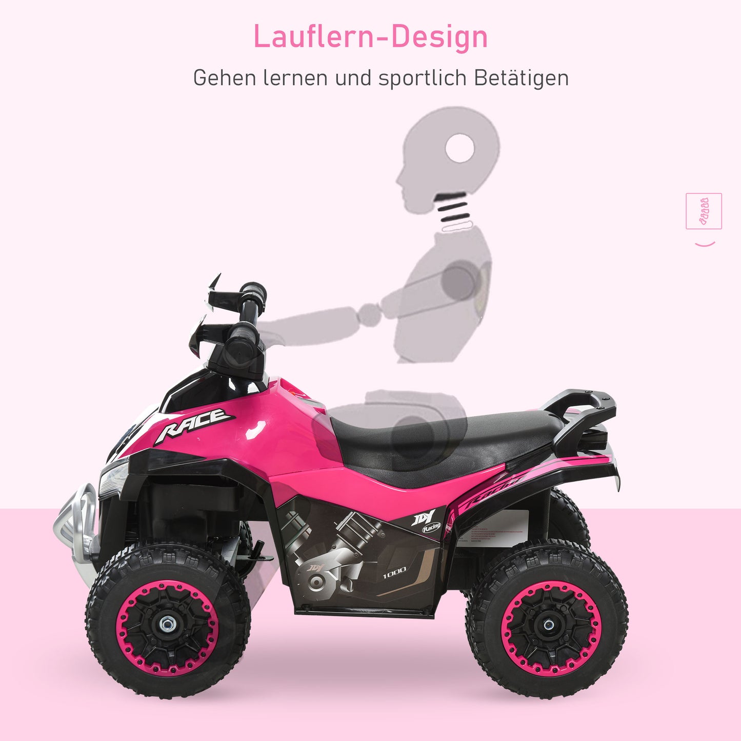 HOMCOM Rutschauto Rutschfahrzeug Kinderfahrzeug für 18-36 Monate Kinder Rosa