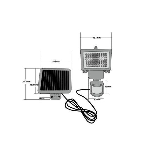 GALIX Very illuminating solar spotlight with presence detector - 80 LEDs - Black