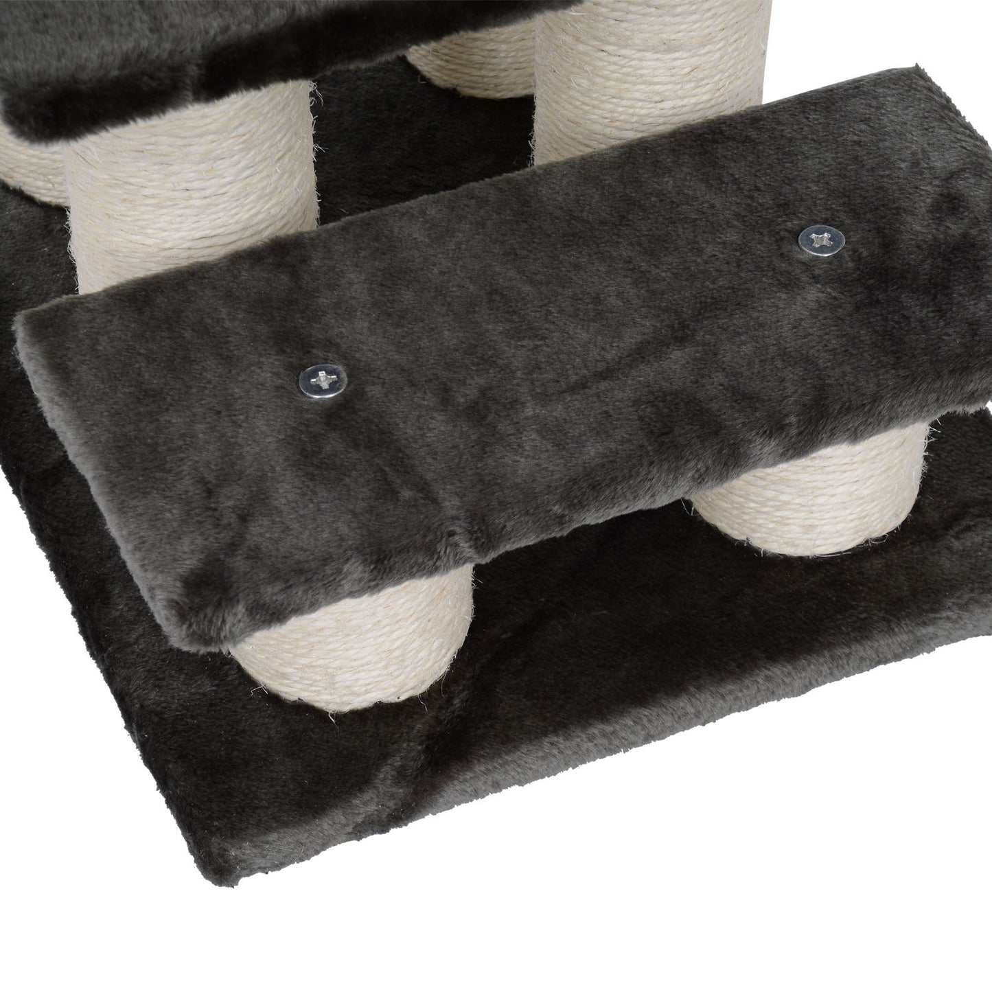 PawHut Hundetreppe 3 Stufen 34 cm Hoch Haustiertreppe für Hunde Katze Katzentreppe mit Kratzstamm Hunderampe Einstiegshilfe für Bett, Sofa, Couch Dunkelgrau