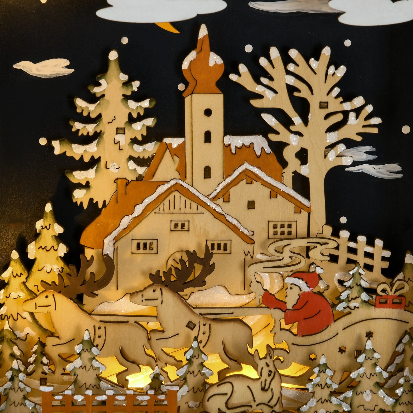 HOMCOM Adventskalender zum Befüllen 24 Schubladen Fächer Weihnachtskalender mit LED-Lichtern Naturholz 36 x 9 x 52 cm