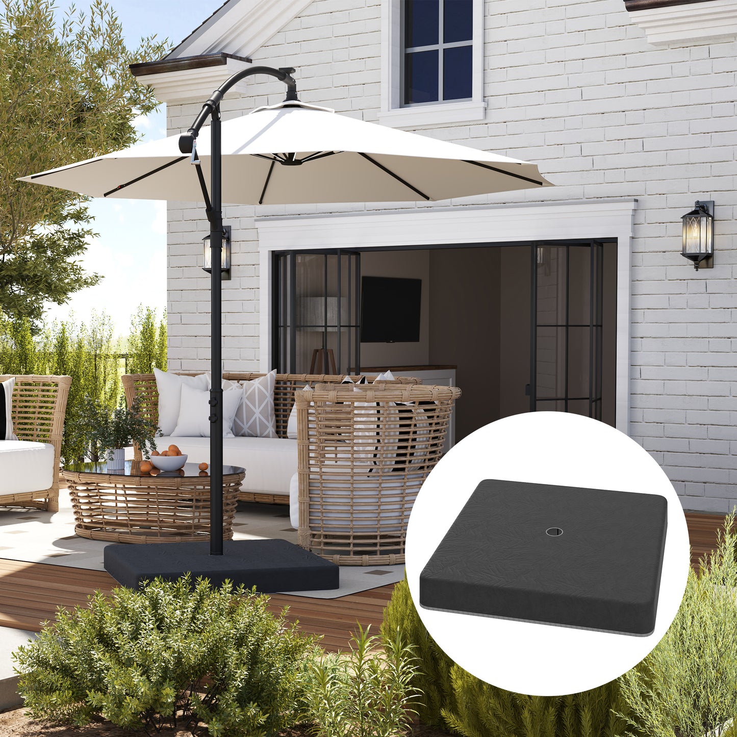 Outsunny Basisgewichte für Sonnenschirmständer, Wasserdicht, mit Sand befüllbar, Kunststoff, 89L x 89B x 10,5H cm, Schwarz