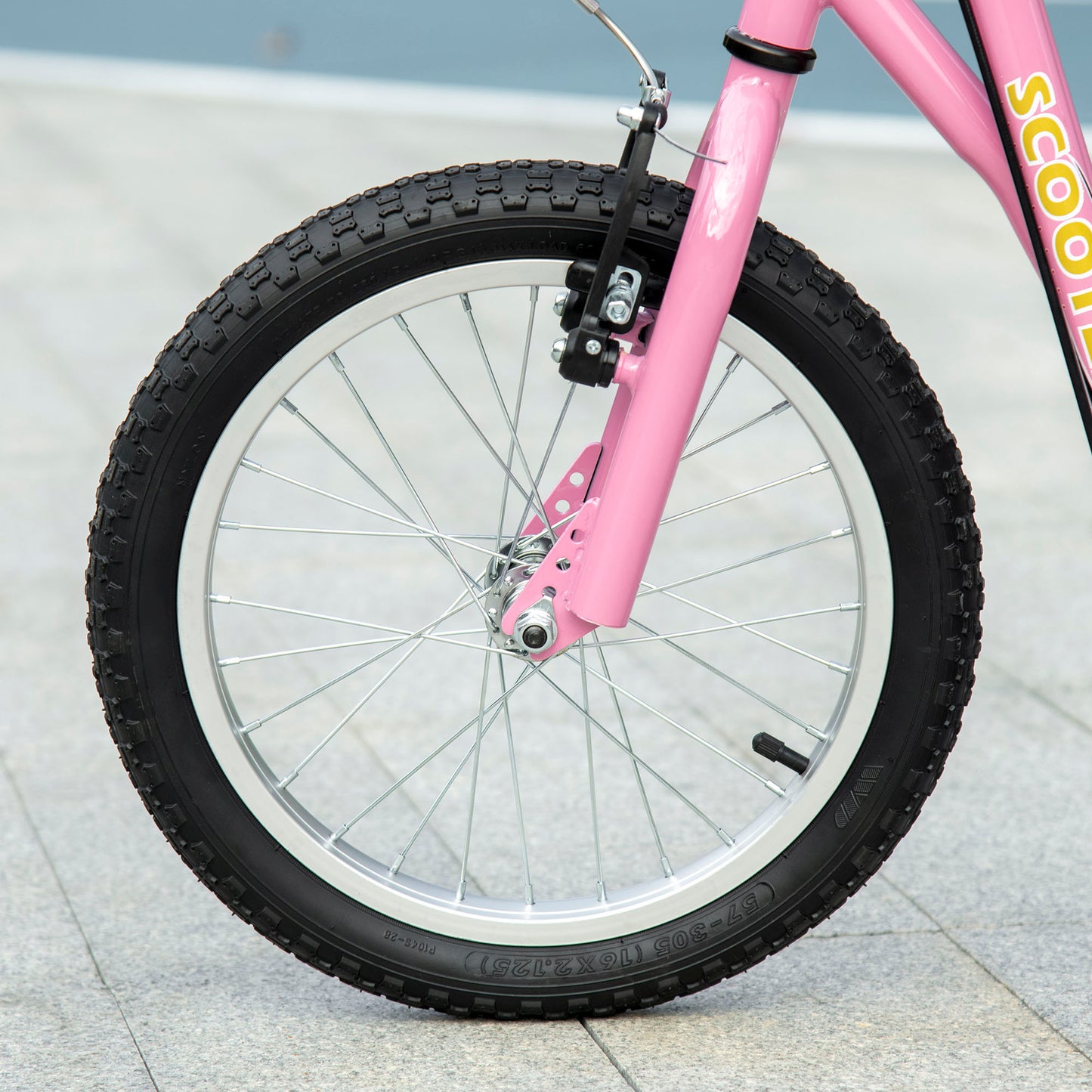 HOMCOM Roller Kinderroller mit Luftreifen Handbremse, 16 Zoll Tretroller Höhenverstellbar Kickscooter für Jungen und Mädchen ab 5 Jahre Kickboard Cityroller Kinder Scooter Rosa