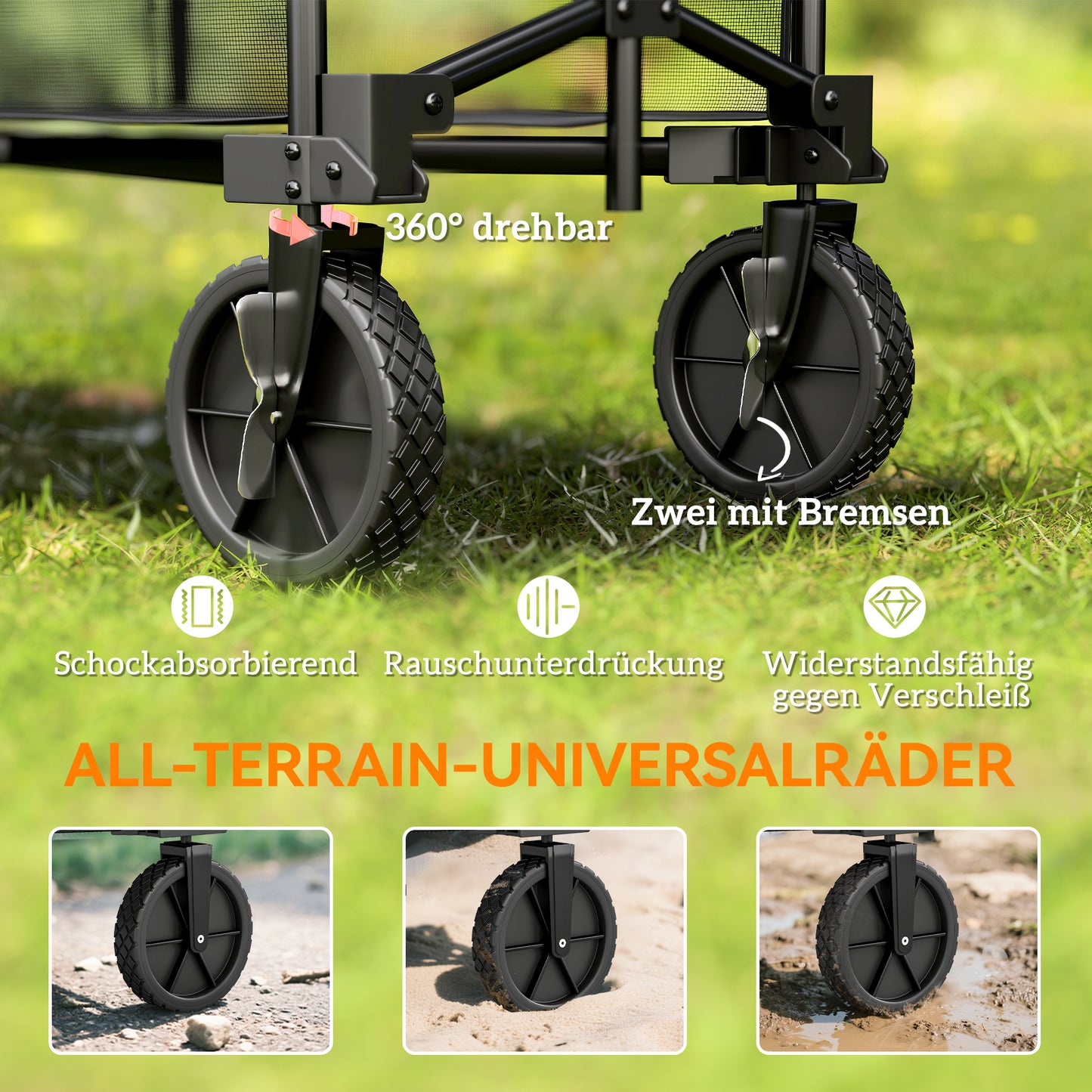 Outsunny Gartenwagen 200 kg belast zweistufige Transportwagen mit herausnehmbare Plane 369,5 Liter Schwarz