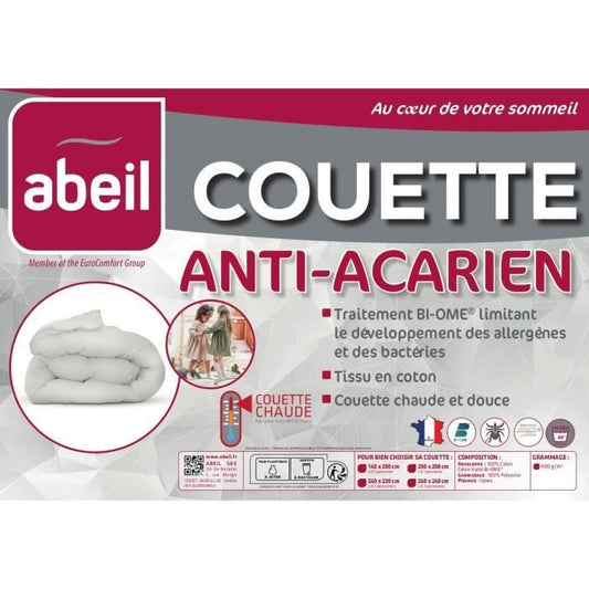 Anti -Acurian duvet - 220 x 240 cm - hot - 400 g/m² 2 people - White - Abeil